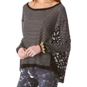 Free People Love Me Do Striped Boho Lace Pullover